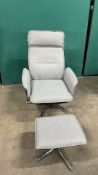Alexis Swivel Chair and Foot Stool in Light Grey