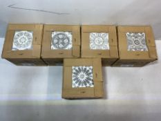 5 x Boxes Of Nikea Sephia Matt Grey Mixed Pattern Wall & Floor Tiles, 20cm x 20cm, 25 Per Box - See