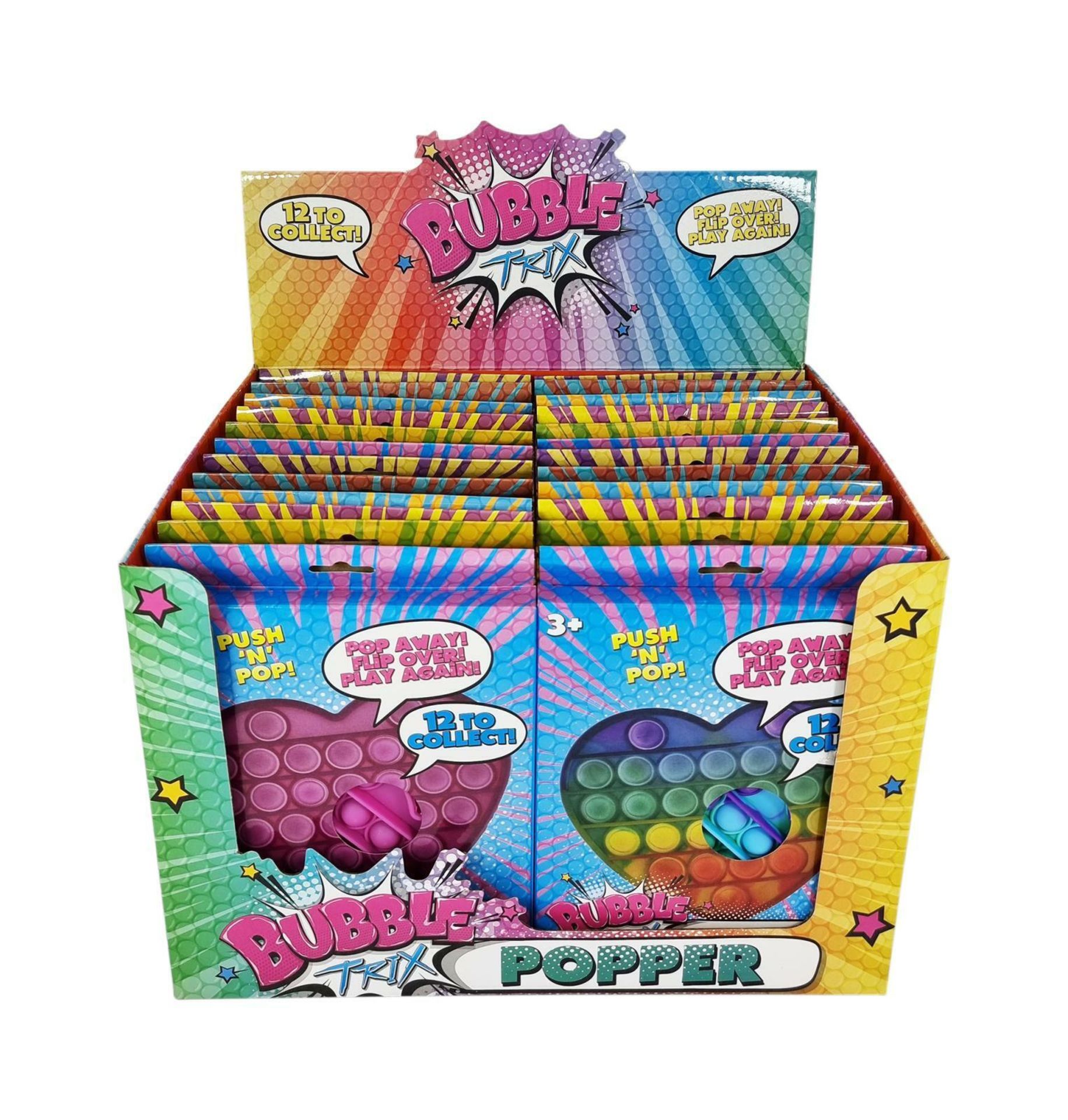 96 x Assorted Bubble Trix Fidget Poppers in Counter Display Units