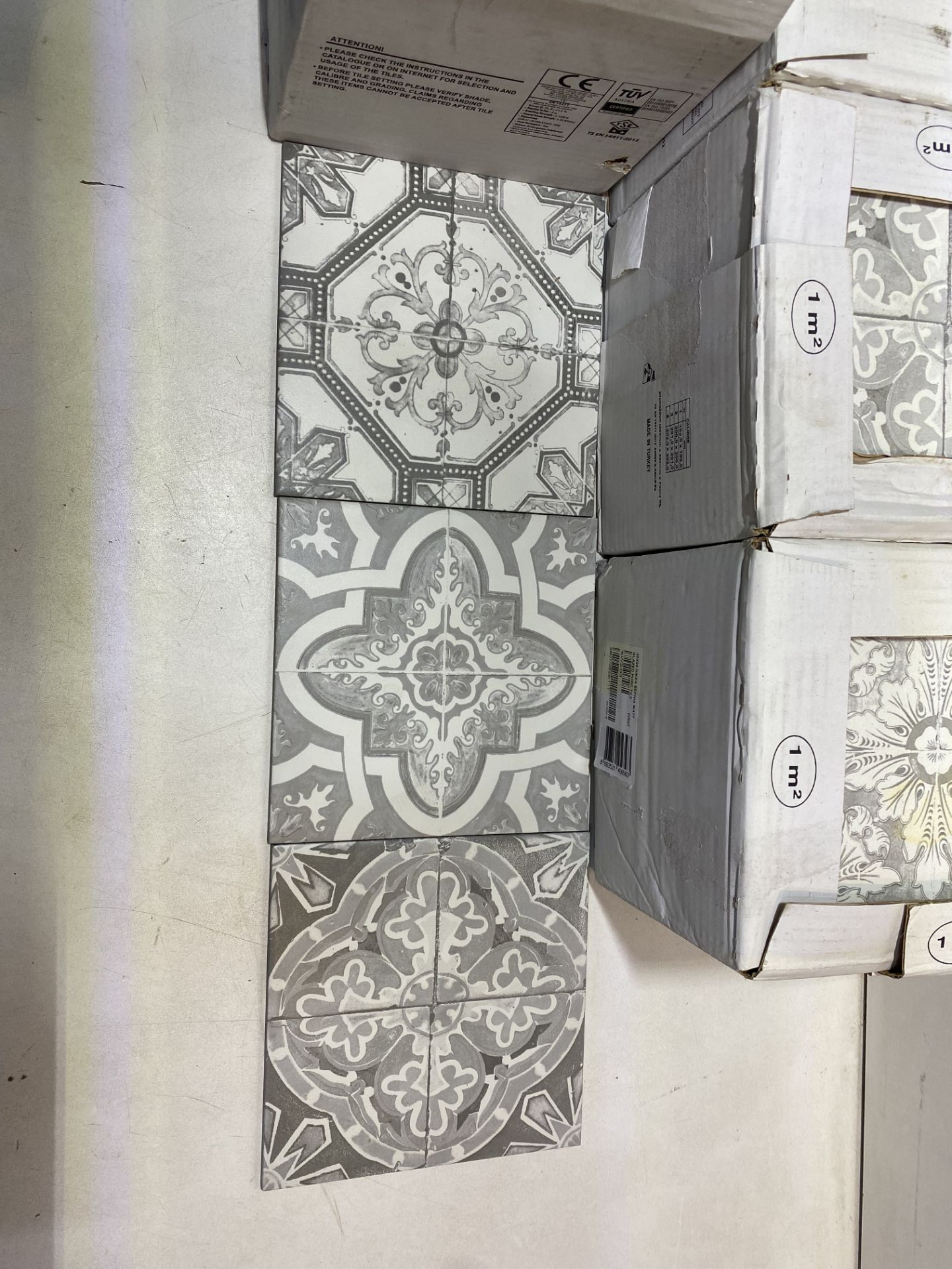 4 x Boxes Of Nikea Sephia Matt Grey Mixed Pattern Wall & Floor Tiles, 20cm x 20cm, 25 Per Box - See - Image 2 of 2