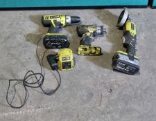 Ryobi Cordless Drill, Grinder & Wrench w/ Charger