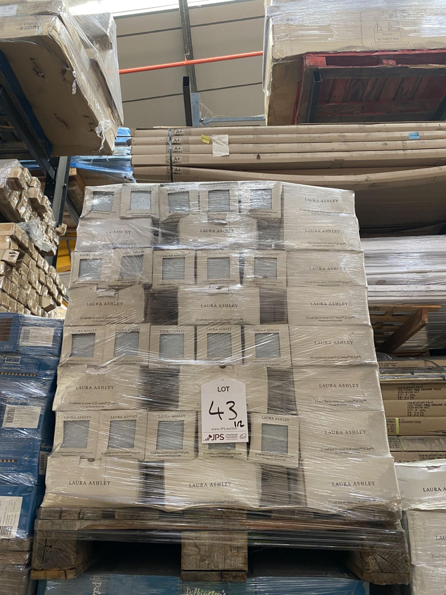 576 x Boxes Of Laura Ashley Chambray Wall Tiles, 98mm x 98mm ( 25 Tiles Per Box )