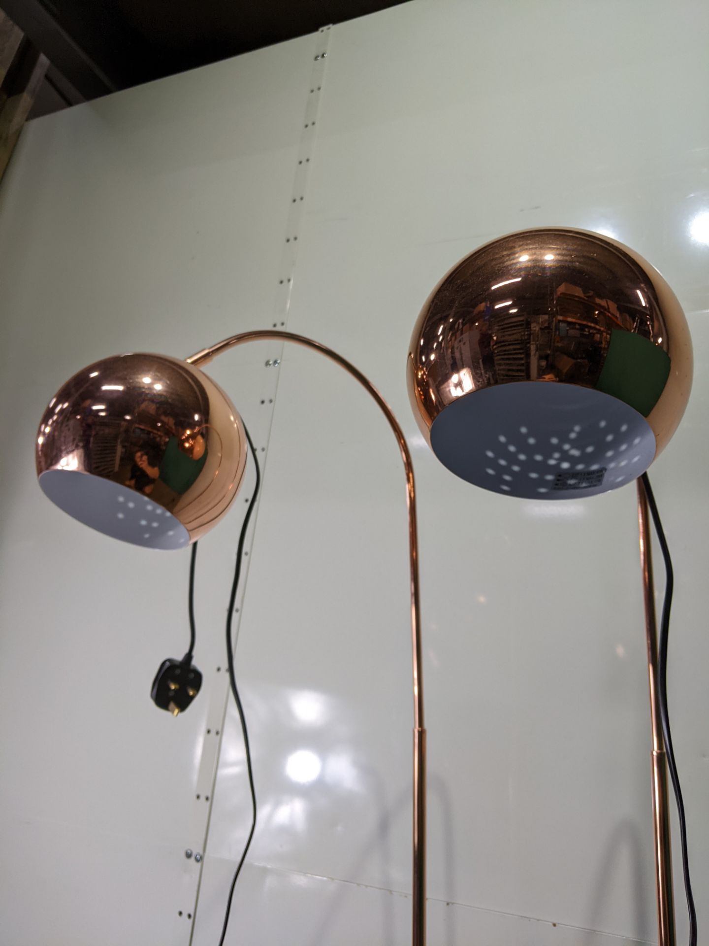 2 x Copper Effect Floor Lamps w/ Marble Effect Base - Image 3 of 5