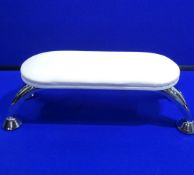 Small Faux Leather White & Chrome Footstool