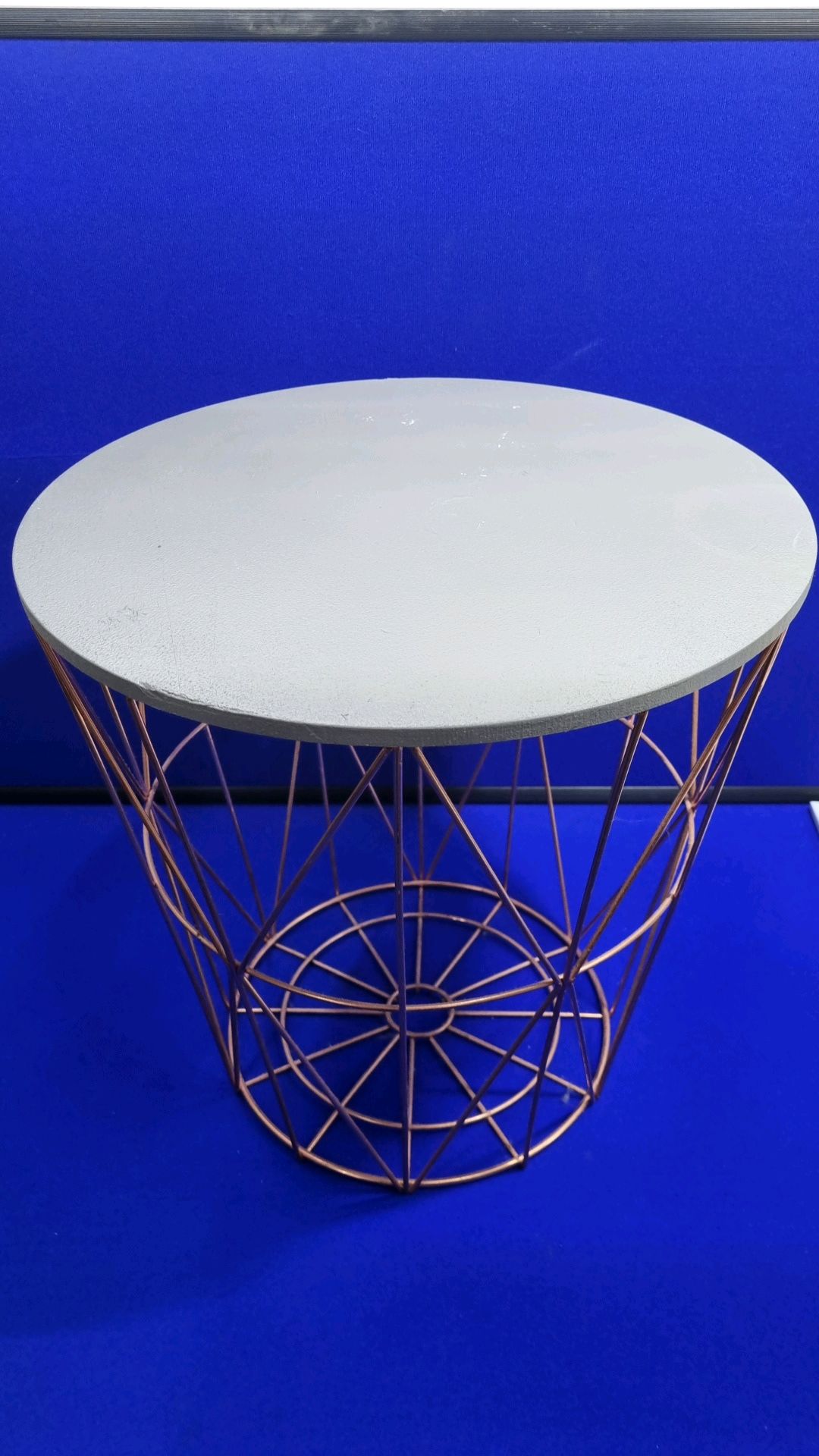 Copper Geometric Wire Framed Bedside/Coffee Table 400mm Diameter 420mm High
