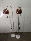 2 x Copper Effect Floor Lamps w/ Marble Effect Base