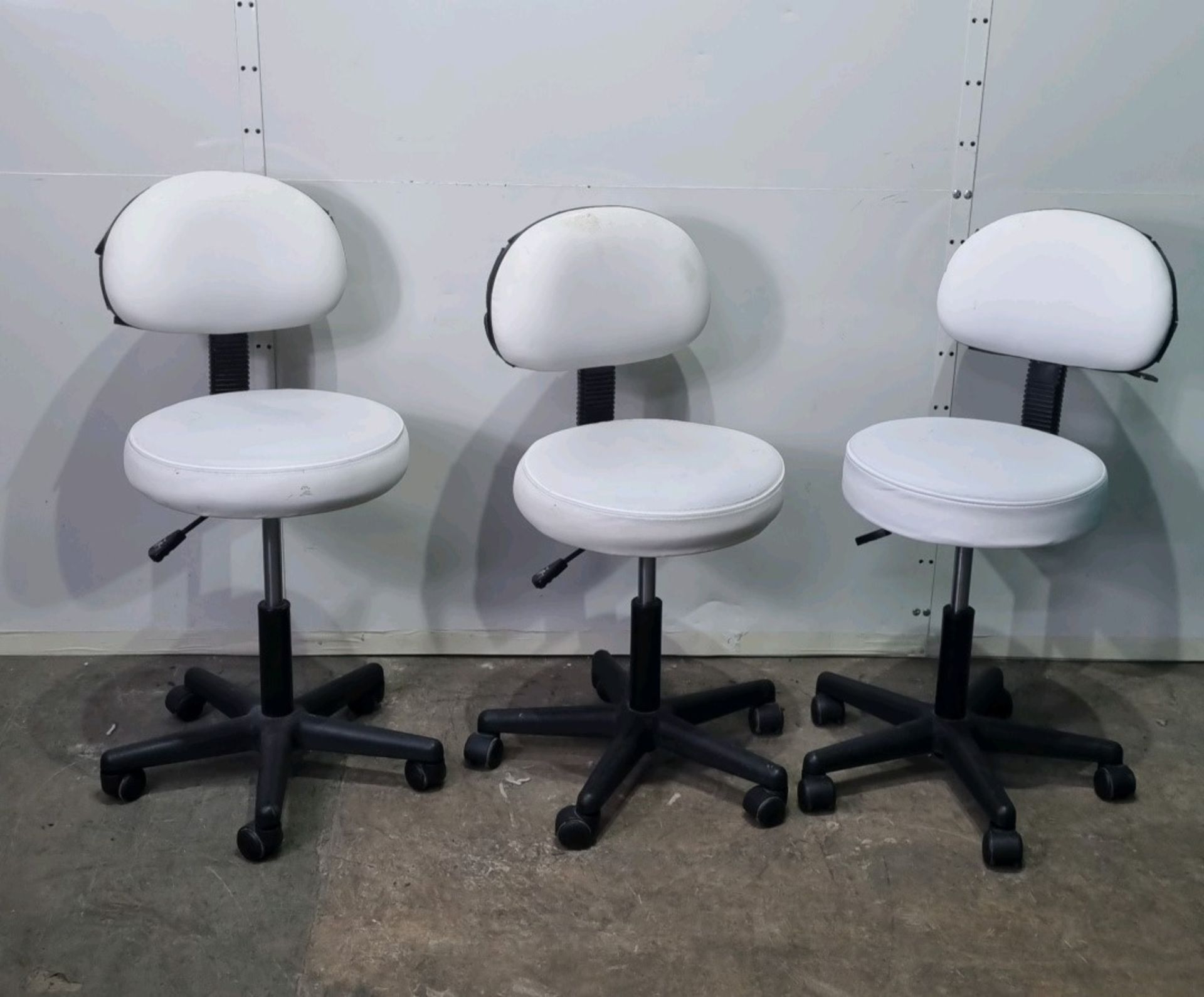 3 x Leather Effect Adjustable Swivel Chairs