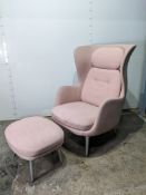 Fritz Hansen Ro Chair and Foot Rest | Colour: Pale Rose | New Price - £3,566