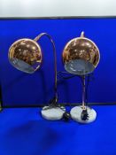 2 x Copper Effect Table Lamps w/ Marble Effect Base