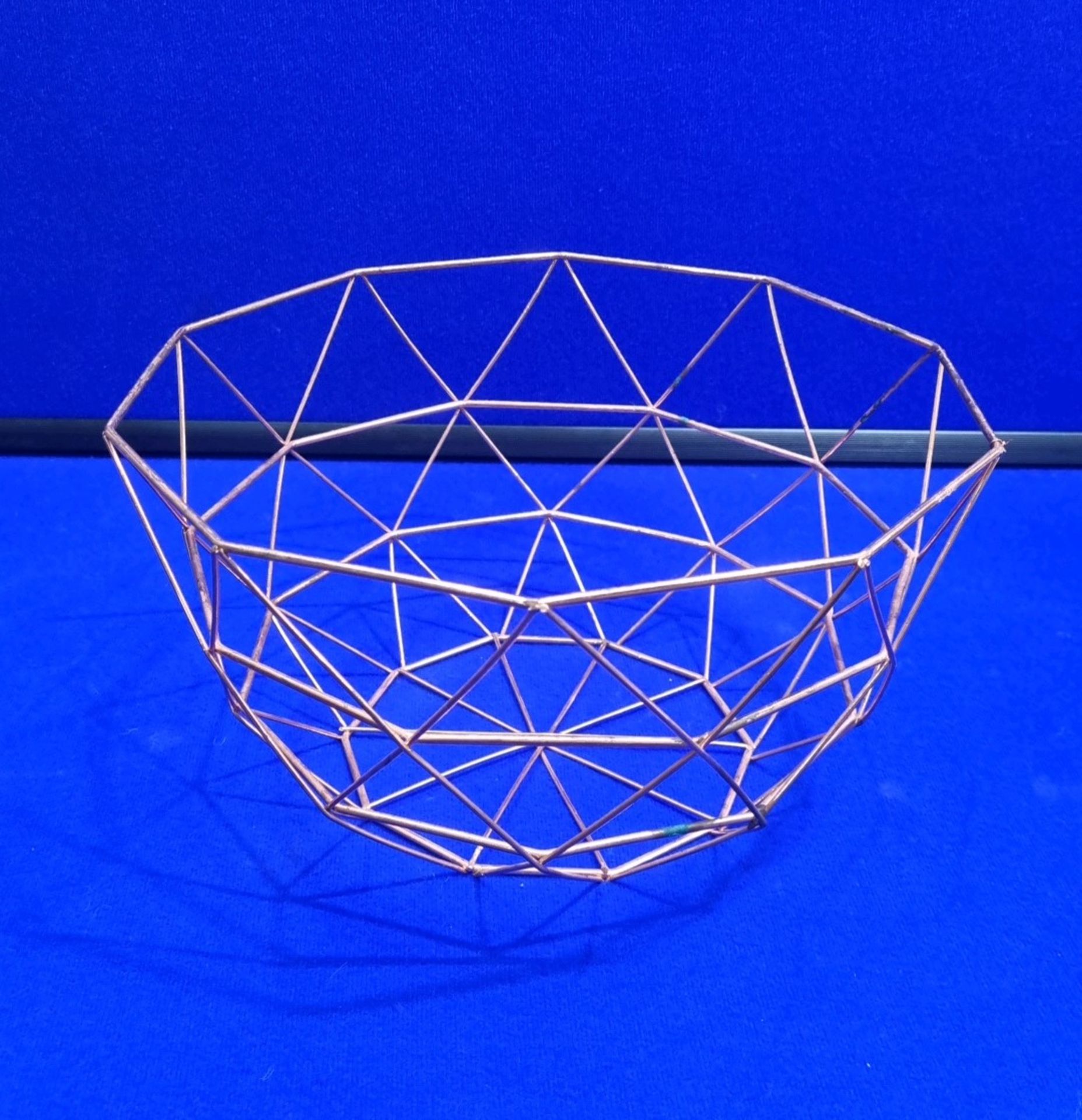 Copper Geometric Wire Fruit Bowl