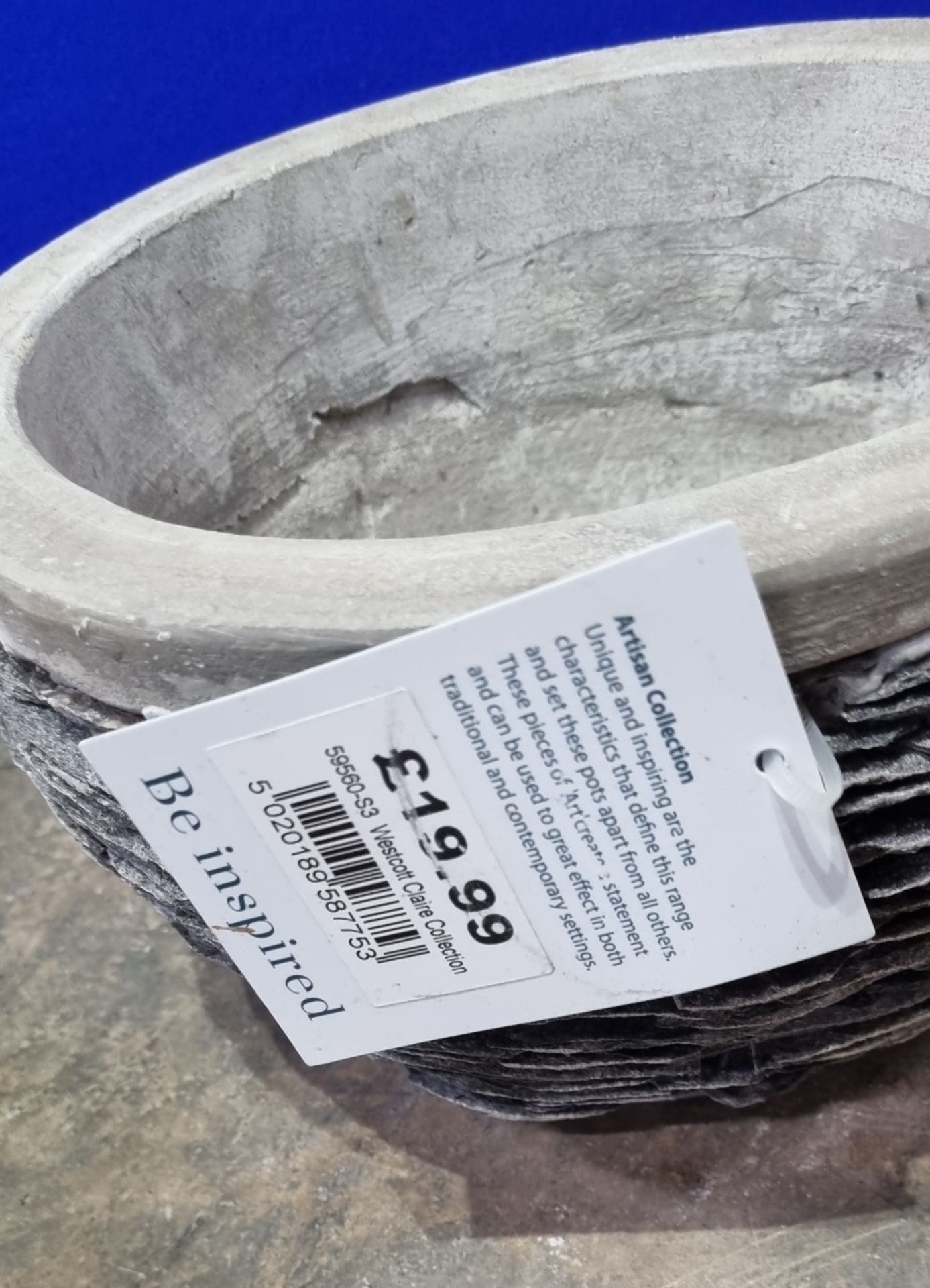 3 x Mims Artisan Westcott Claire Collection 59560-S3 Slate Planters | 140mm x 250mm | RRP £19.99 eac - Image 3 of 3