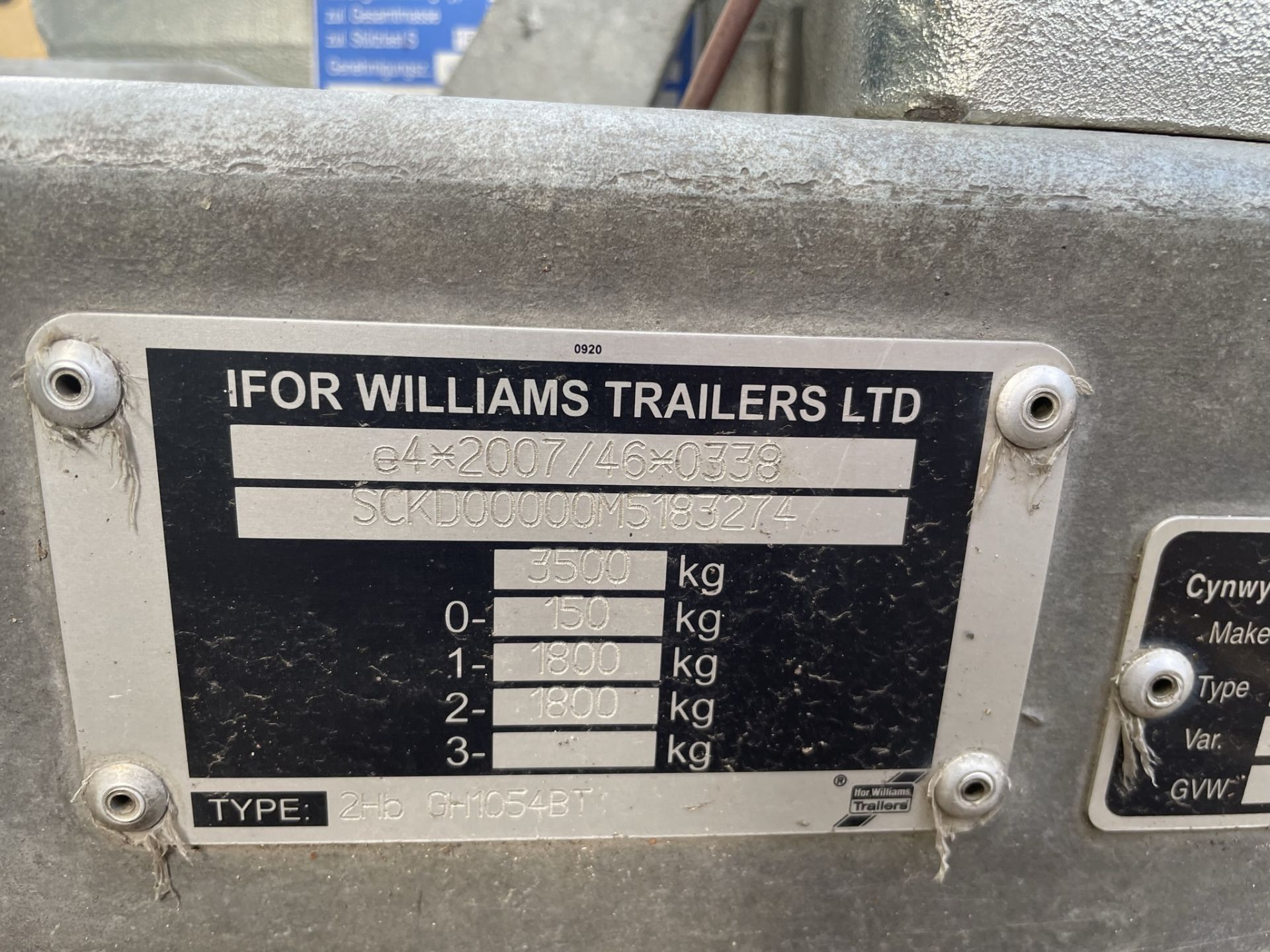 Ifor Williams GH1054BT 3500KG Plant Trailer w/ Ramp | YOM: 2007 - Image 2 of 4