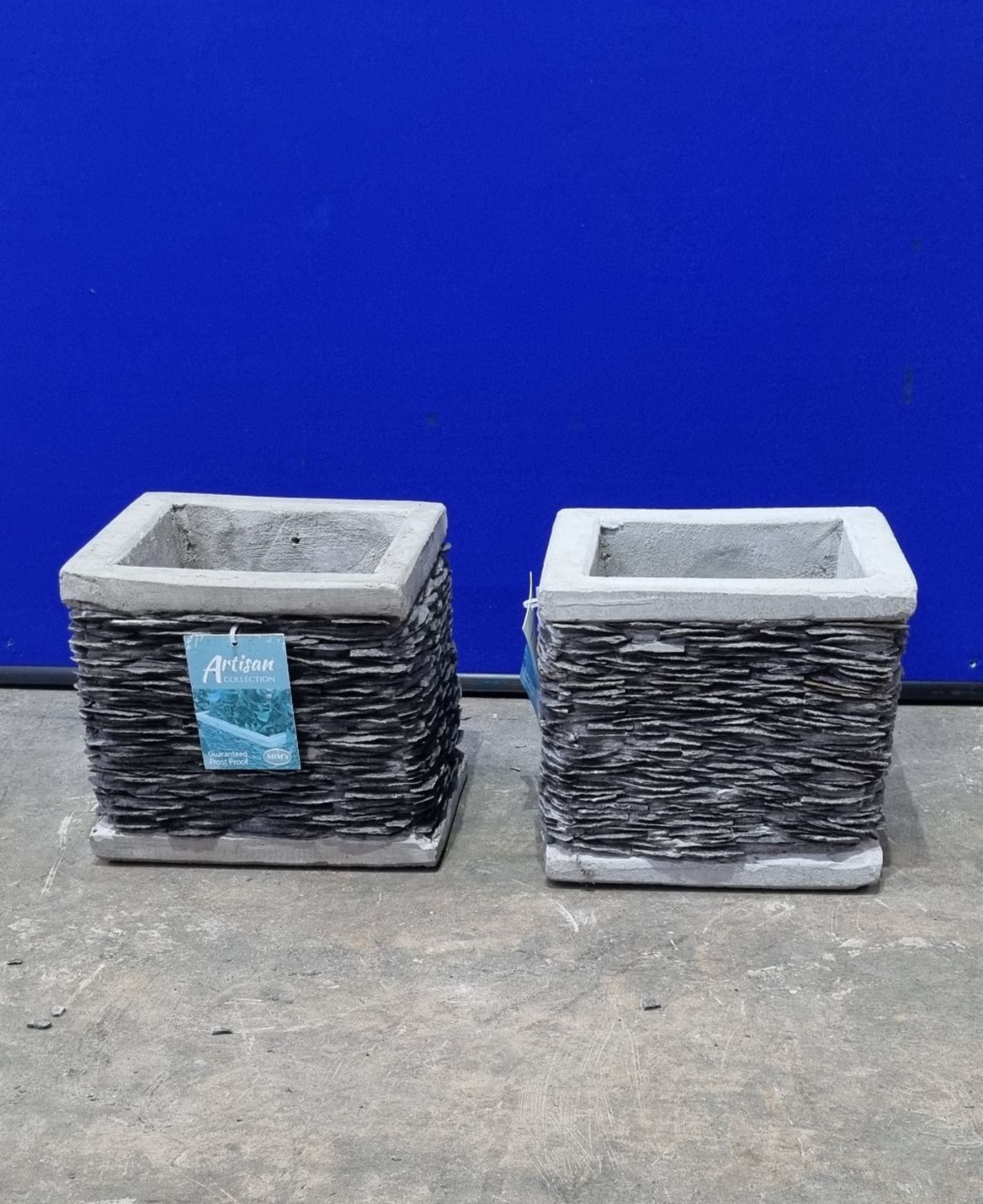 2 x Mims Artisan Rocca Claire Collection 70873-S3 Slate Planters | 200mm x 230mm | RRP £24.99 each