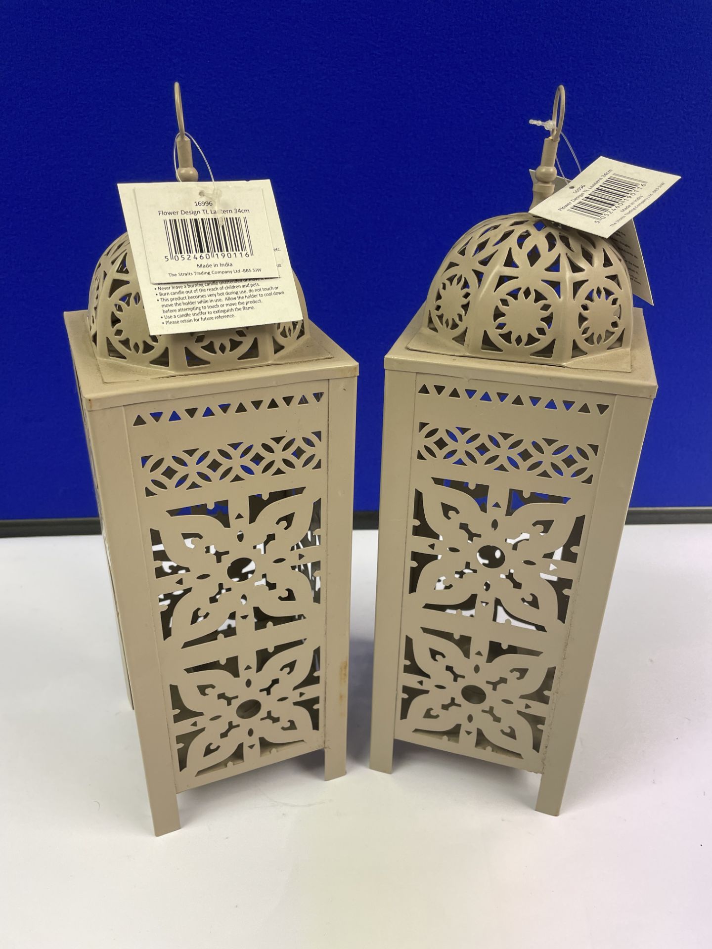 Pair of Flower Design TL Lanterns | 34cm | Total RRP £19.98