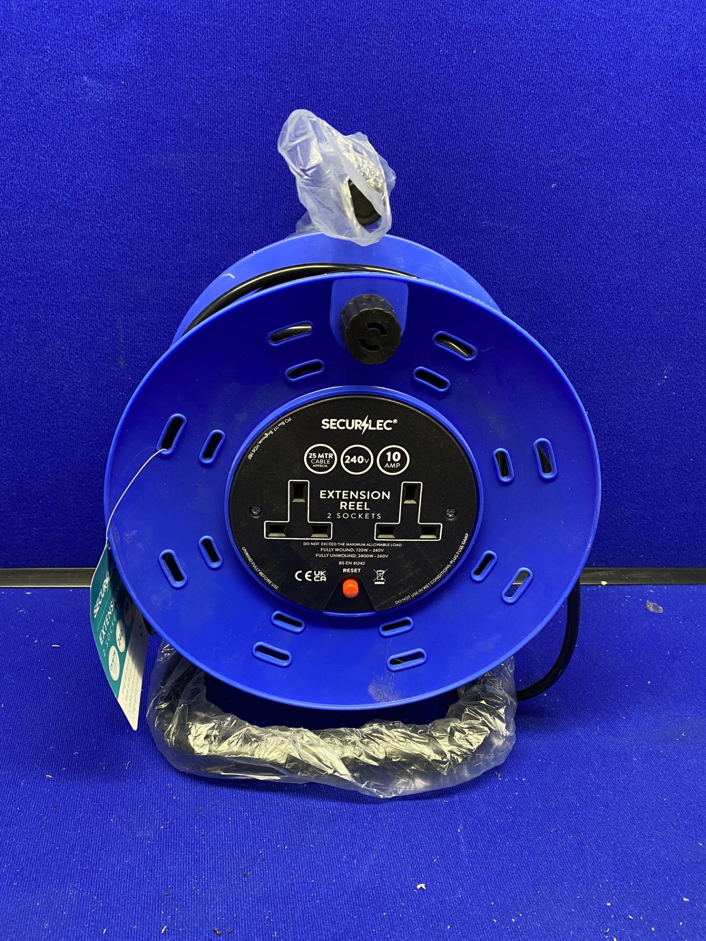 3 x Securelec 25 Meter 2 Socket Extension Reels, 240v - Image 2 of 4