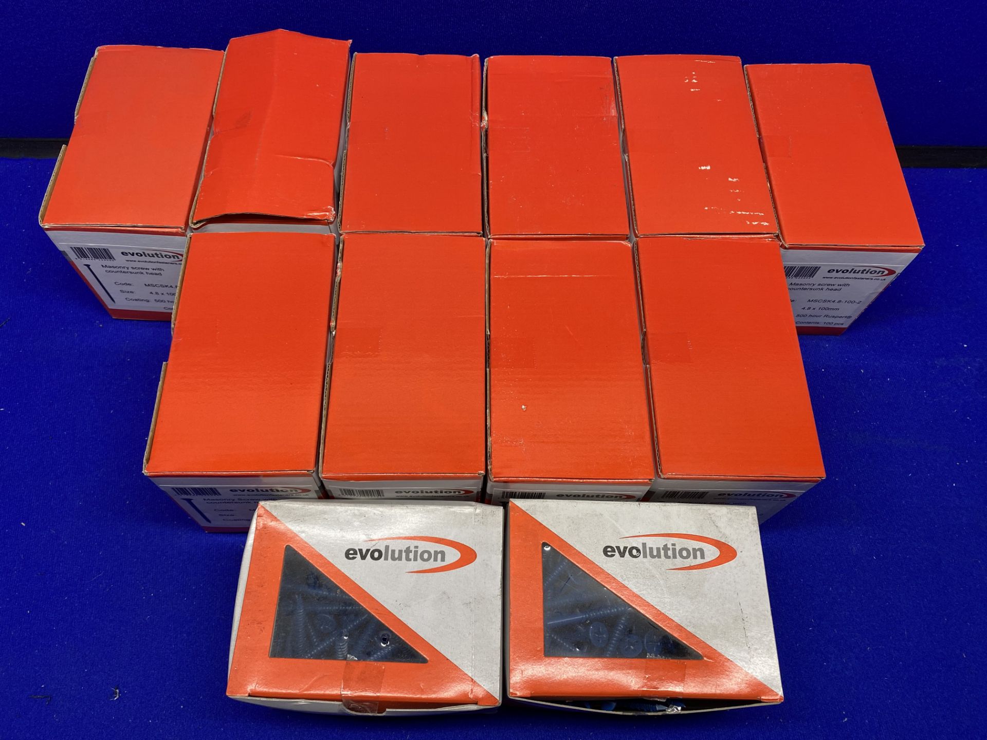 12 x Boxes Of Various Sized Evolution Masonry Screws - See Description