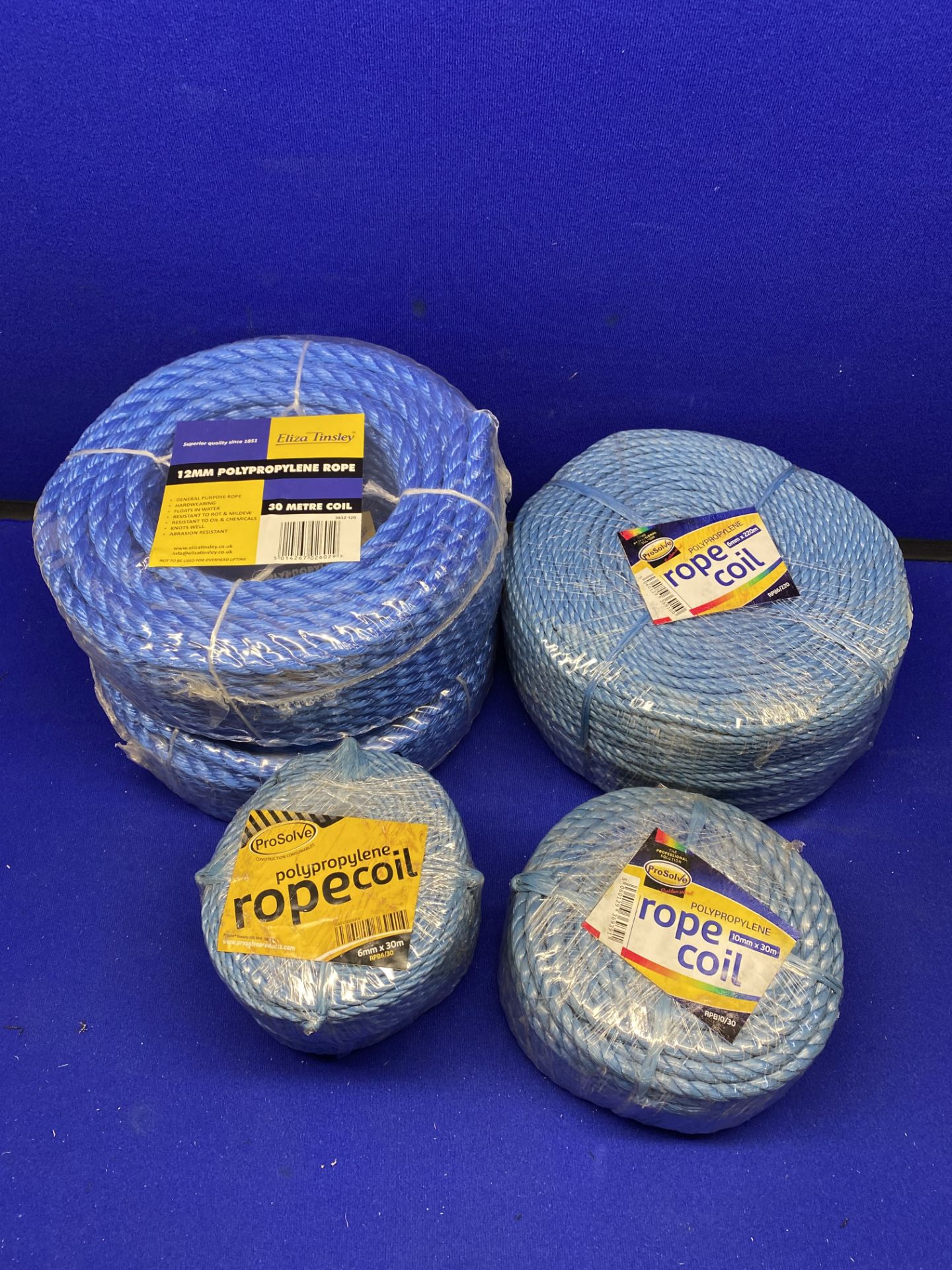 6 x Various Sized Coils Of Polypropylene Rope - See Description