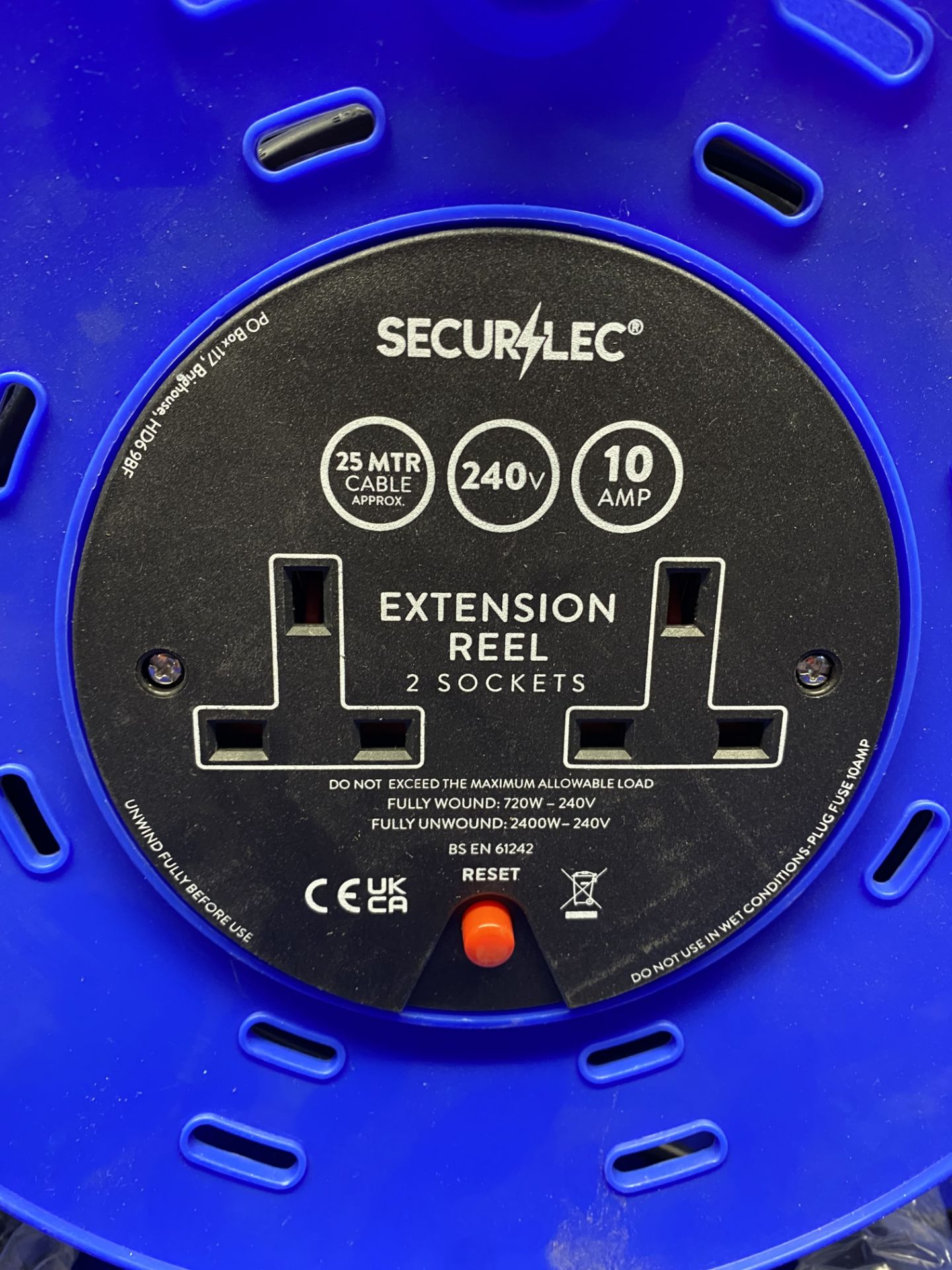 3 x Securelec 25 Meter 2 Socket Extension Reels, 240v - Image 3 of 4