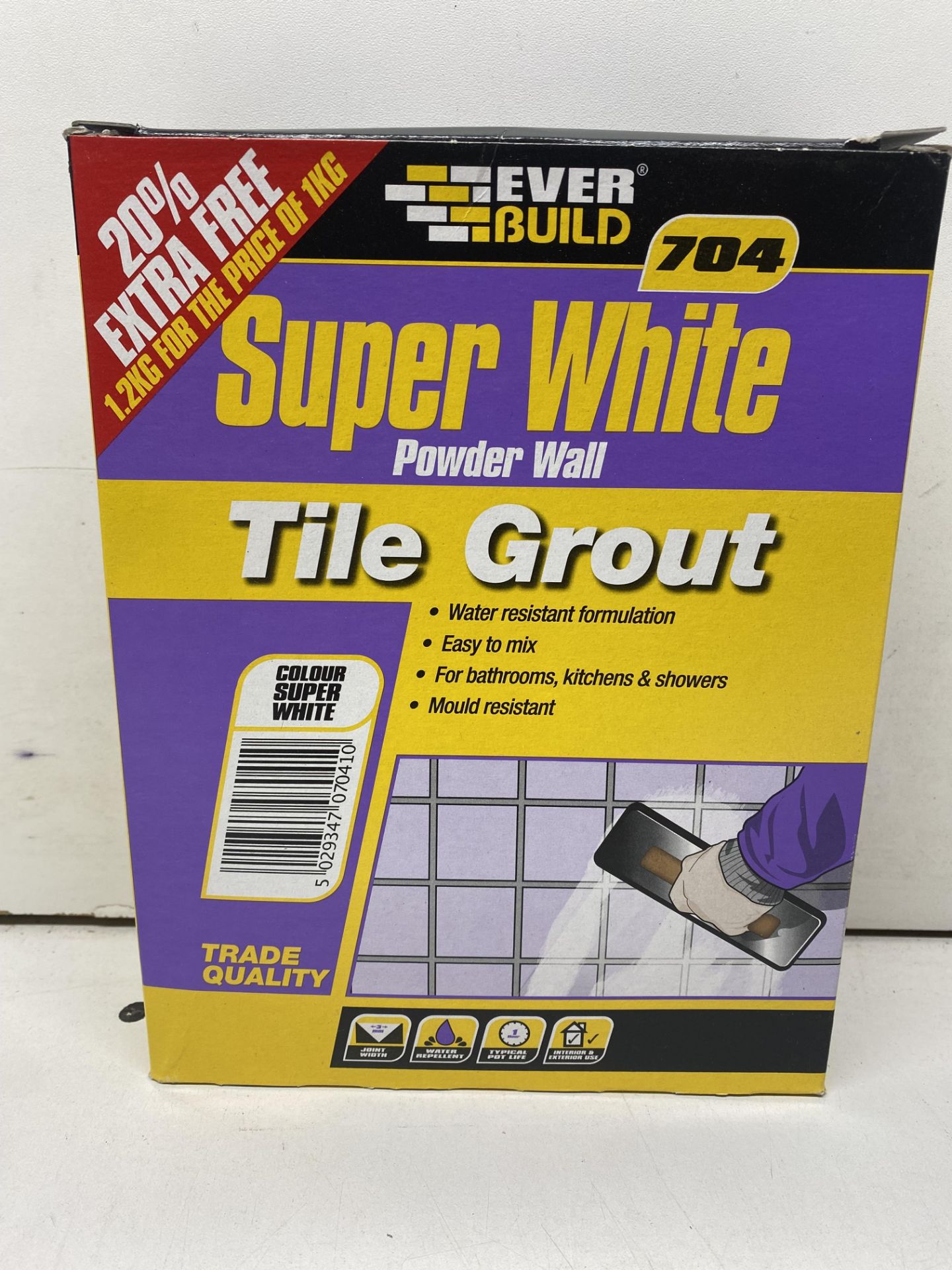 *Out Of Date* 9 x Everbuild Wall Tile Grout 1kg - EVBGROUT1