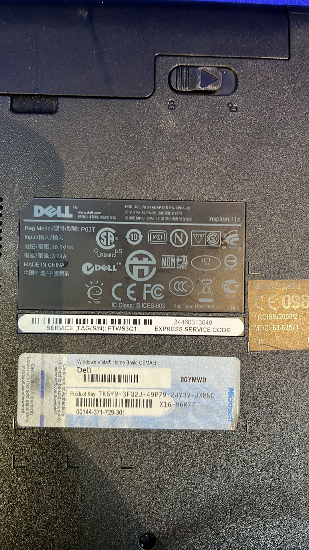 Dell Po3T Intel Celeron Inside Laptop *NO HDD**No Charger* - Image 4 of 5