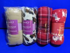 19 x Fleece Throws/Blankets - Various Designs and Colours