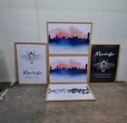 6 x Manchester Bee/Skyline/Map Prints 645mm x 890mm Approx