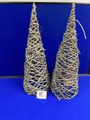 2 x Pre-lit Grey Wicker Cones