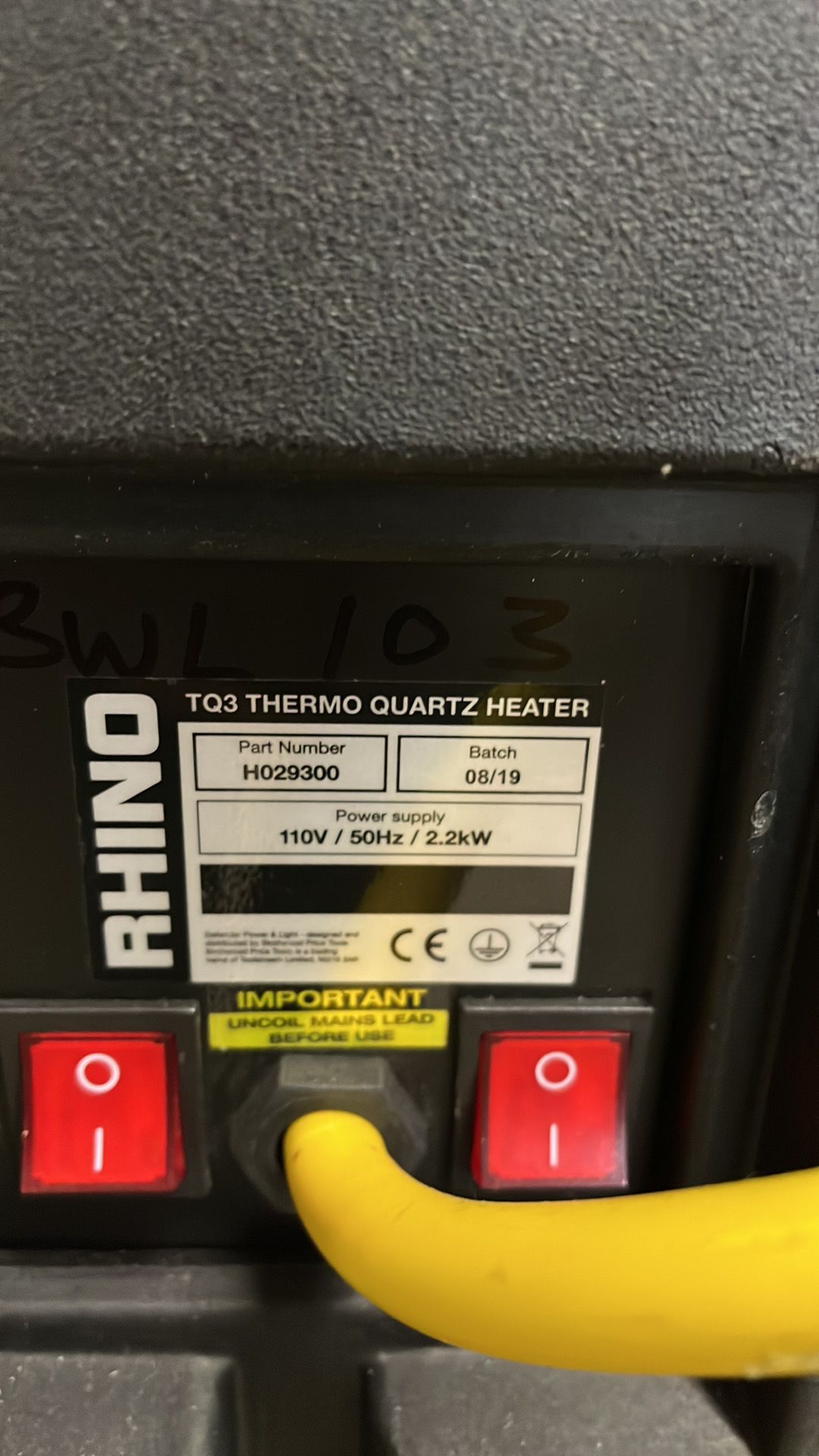 Rhino TQ3 Thermo Quartz Heater - Image 3 of 4