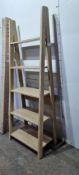 Tiva Corner Oak Ladder Shelf Unit And 5 Shelf Tiered Unit