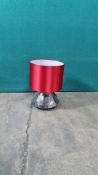 Ex Display Silver Ceramic Lamp With Red Shade