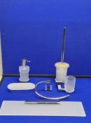 Ex Display 6 Piece Bathroom Accessories Set Chrome/Frosted Glass " See Photos"