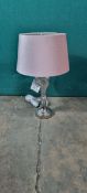 Ex Display Metallic Glass Lamp With Pink Shade