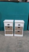 Pair Of Piper WF208-00-NL Bedside Cabinets Cream/Wicker 400mm x 700mm x 330mm