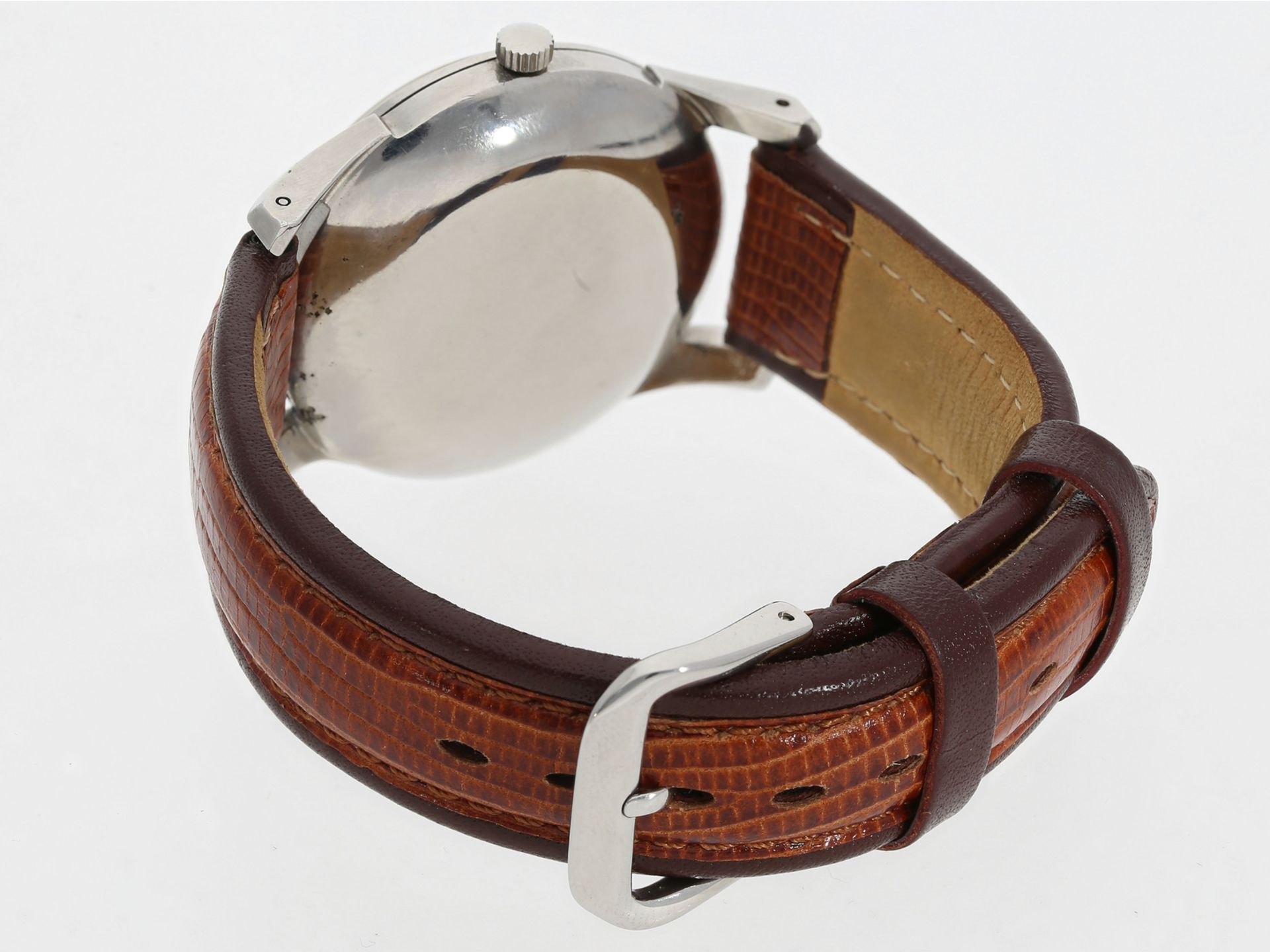 Armbanduhr: große, automatische vintage Herrenarmbanduhr in Edelstahl, IWC Schaffhausen, um 1960: Ca - Bild 3 aus 3