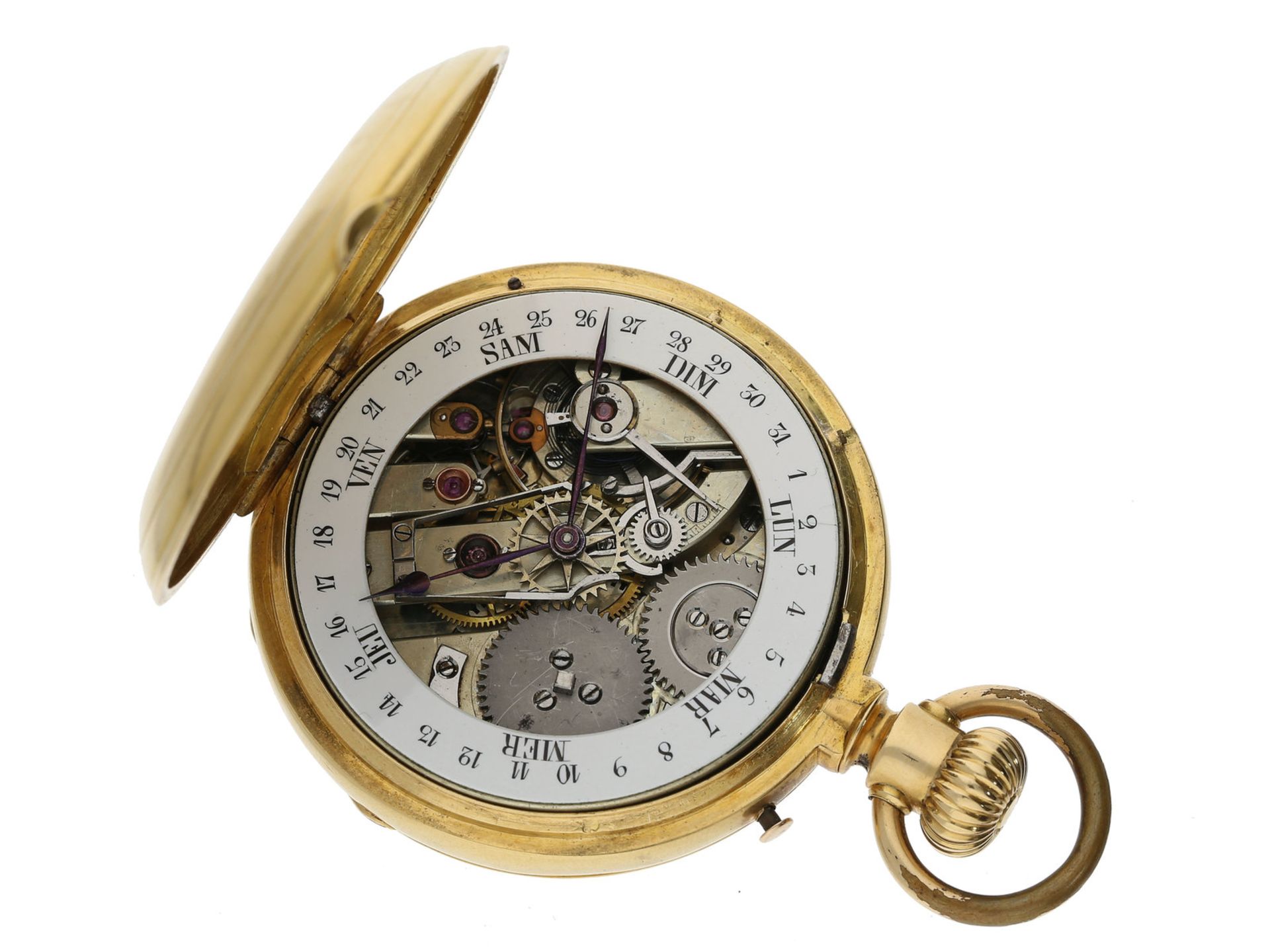 Taschenuhr: seltene doppelseitige astronomische Herrenuhr für den französischen Markt, ca. 1890: Ca. - Bild 2 aus 2