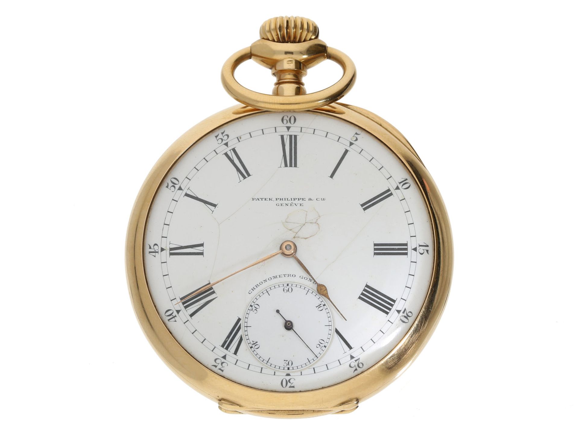 Taschenuhr: besonders schweres und großes Patek Philippe Taschenchronometer "Chronometro Gondolo" in