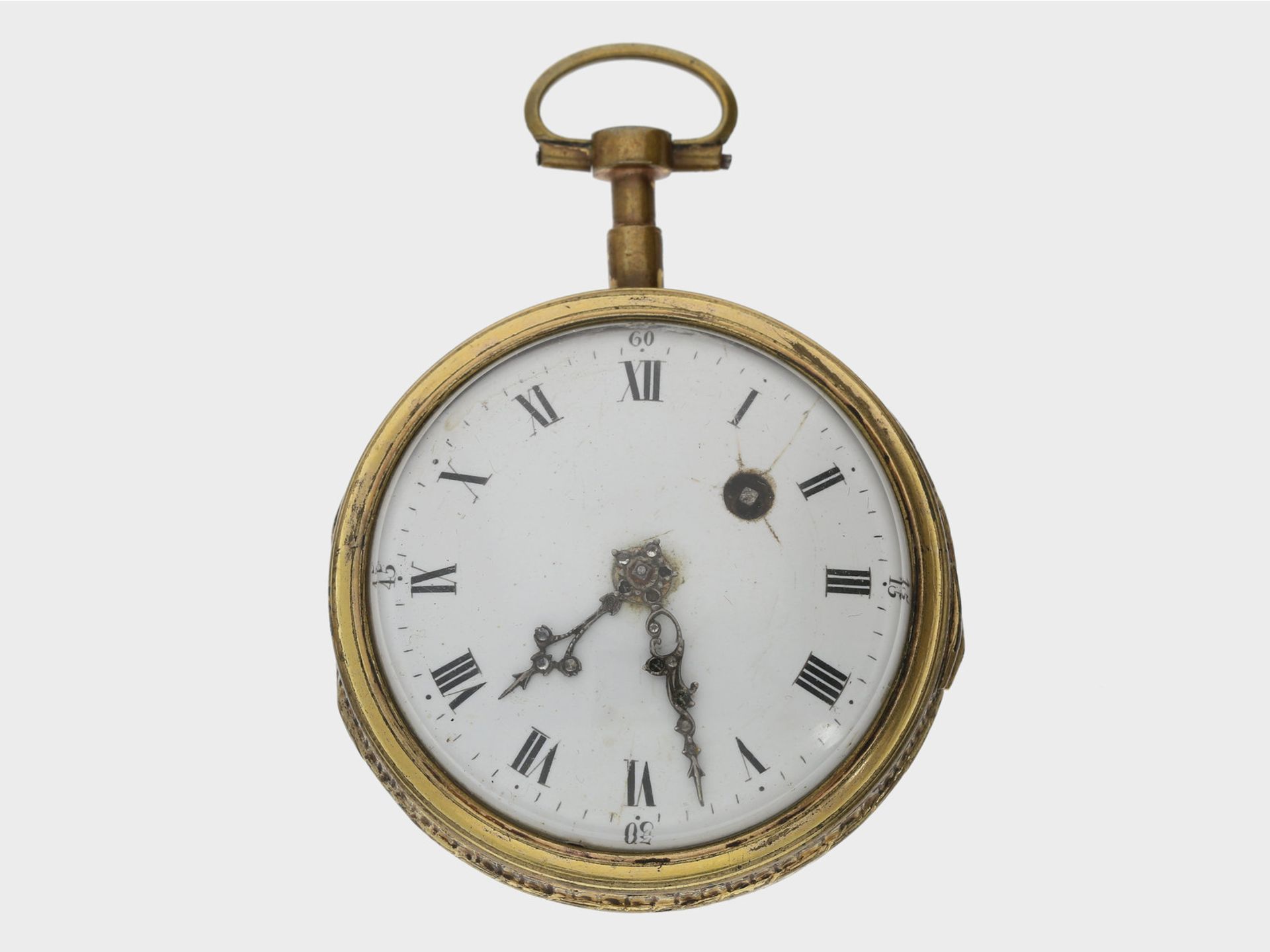 Taschenuhr: große Genfer Emaille-Spindeluhr, um 1780, signiert Ph. Terrot Geneve, bedeutender Uhrmac - Bild 2 aus 5