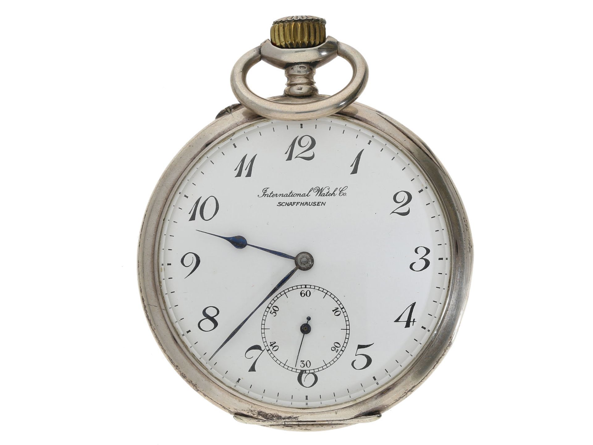 Taschenuhr: sehr schöne große silberne Taschenuhr der Marke IWC, ca. 1911: Ca. Ø53mm, ca. 105g, Silb