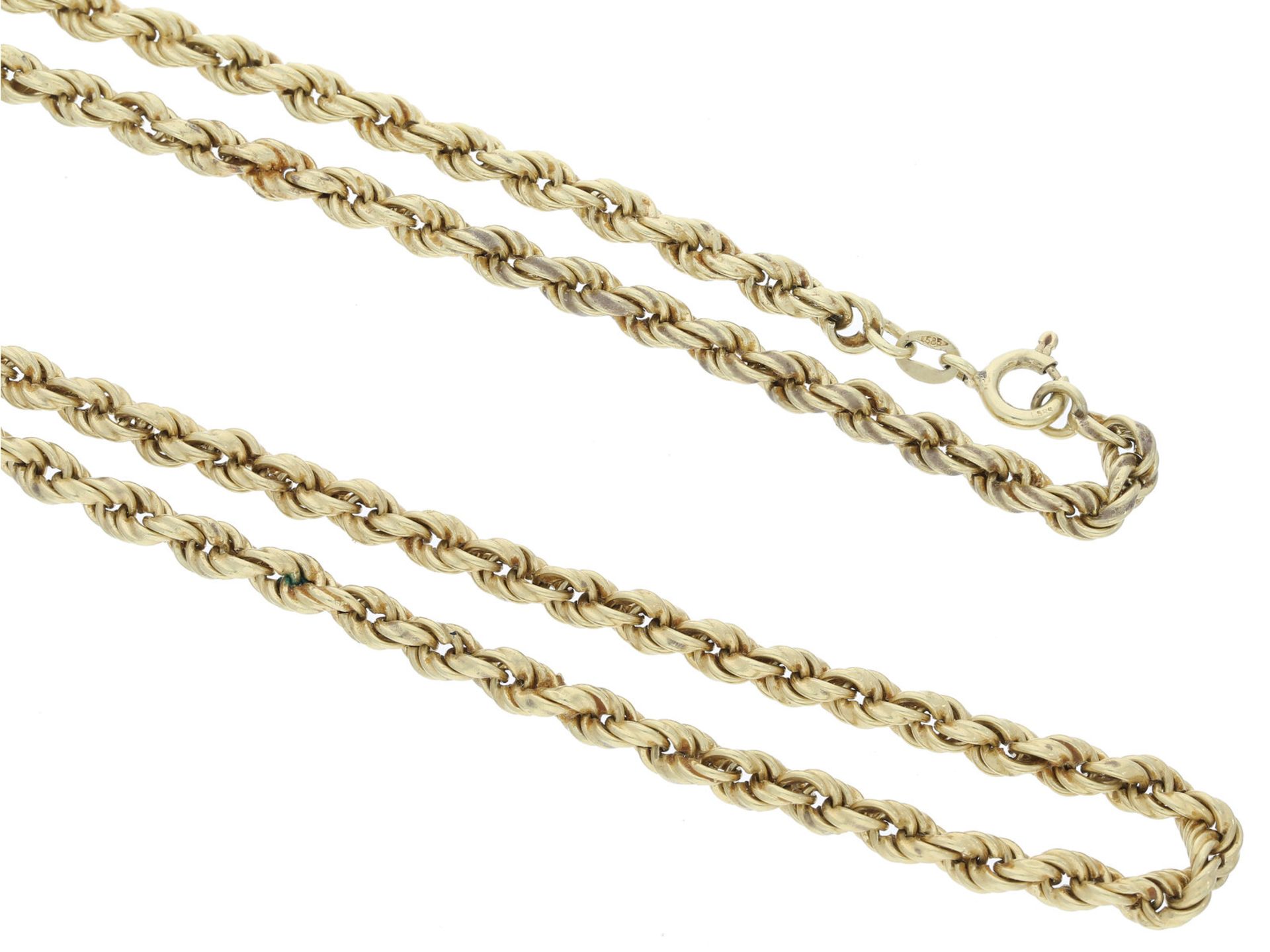 Kette/Collier: langes vintage Kordelcollier, 14K Gold: Länge ca. 73cm, Stärke ca. 4,5mm, ca. 16,4g,