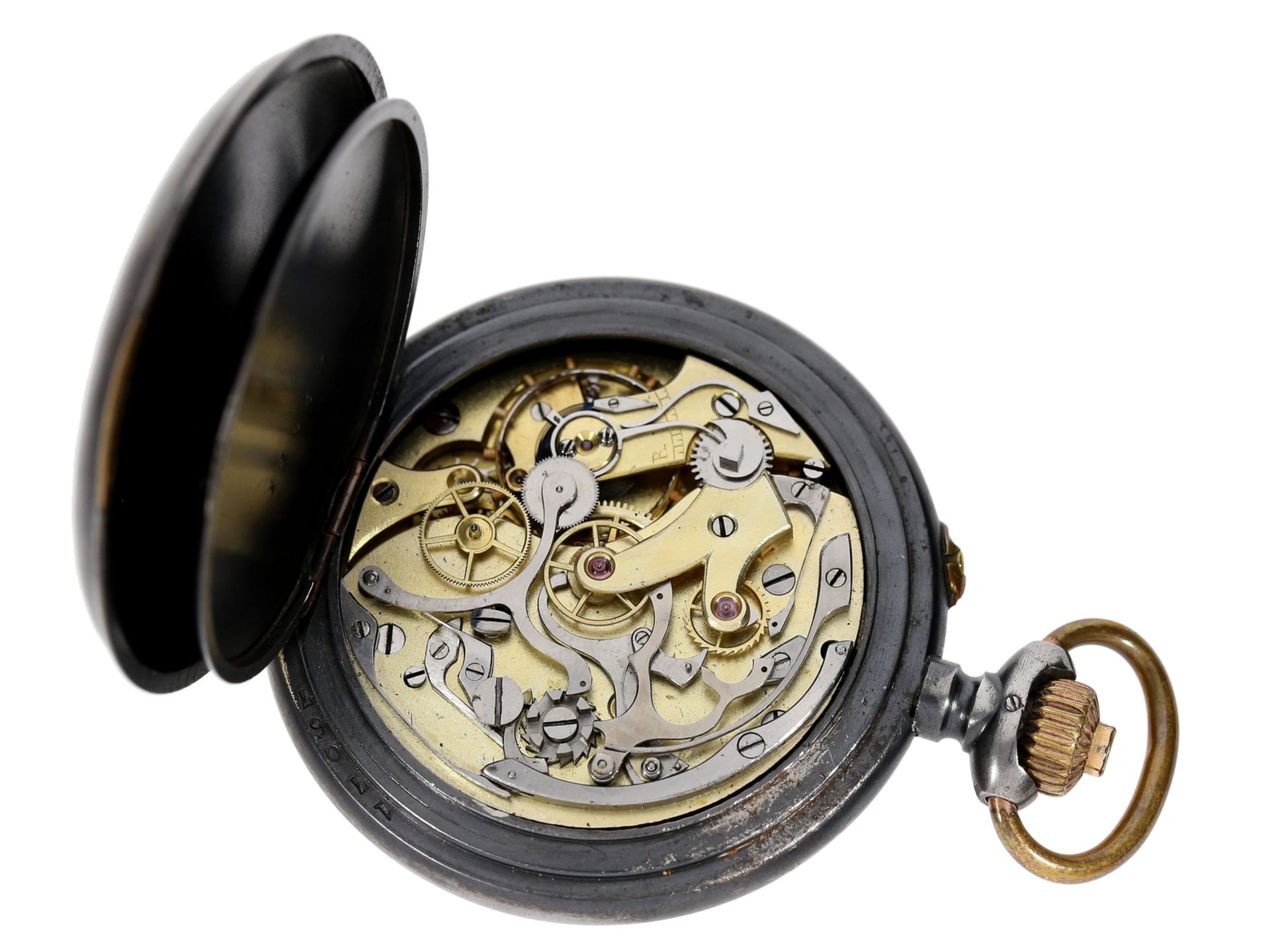 Taschenuhr: interessanter, seltener Schweizer Chronograph "Compteur" mit seltenem Präzisionskaliber, - Image 4 of 4