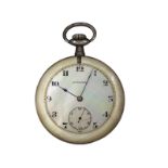 Taschenuhr: seltene silberne Taschenuhr von Eterna mit Perlmutt-Sondergehäuse, ca.1925