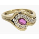 Ring: vintage Rubin/Brillant-Goldschmiedering von Wempe