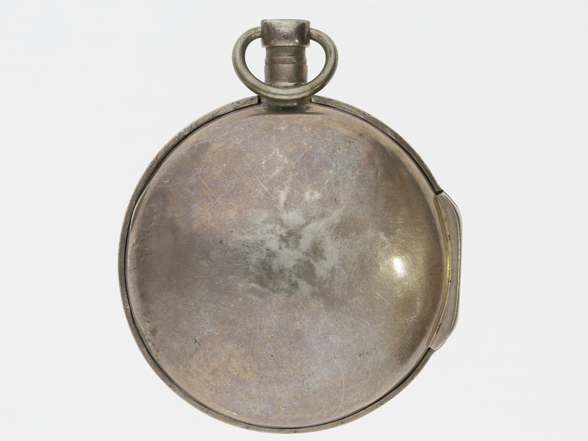 Taschenuhr: frühe französische Spindeluhr mit Zeigerdatum und sehr seltener Signatur, ca. 1800 - Image 2 of 4