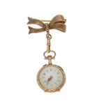 Taschenuhr/Anhängeuhr: seltene 18K Gold Miniatur-Damenuhr mit Perlen- und Diamantbesatz und original