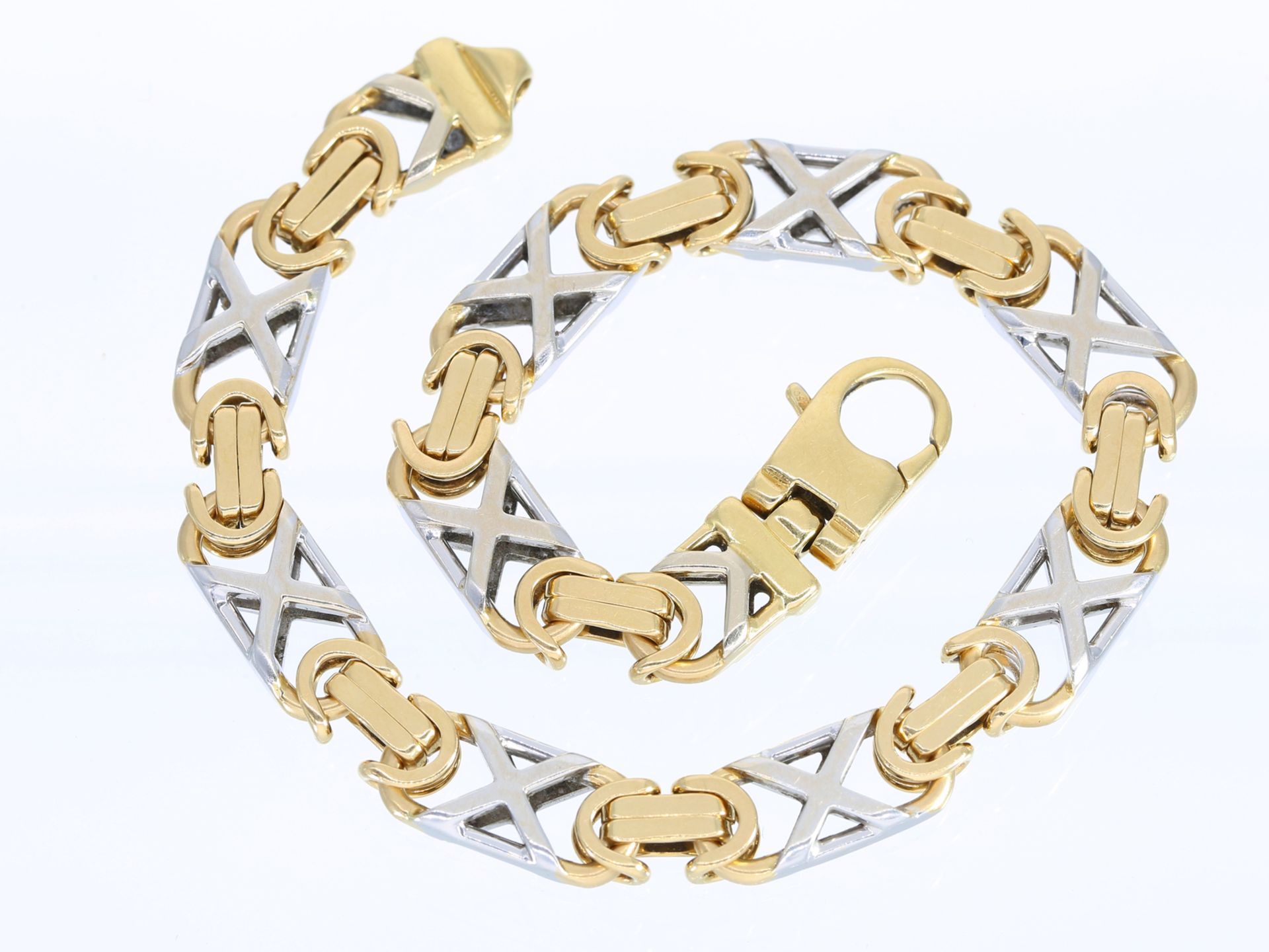 Armband: sehr solides Designer-Armband in 18K Gold, Bicolor