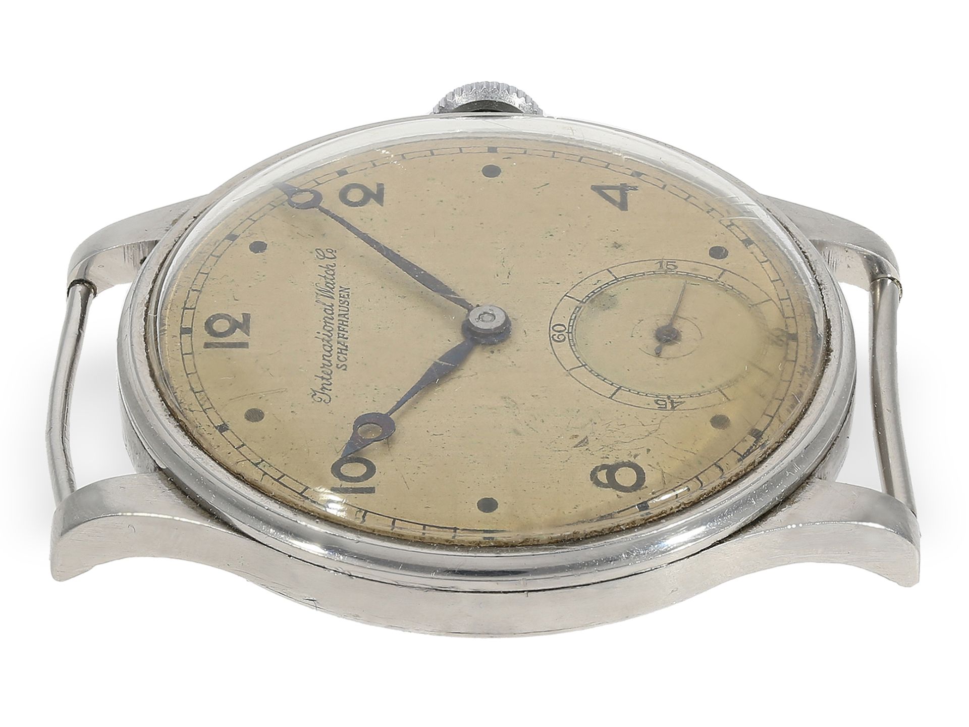 Armbanduhr: frühe oversize IWC Stahluhr, um 1940, sog. Ur-Portugieser - Bild 6 aus 8