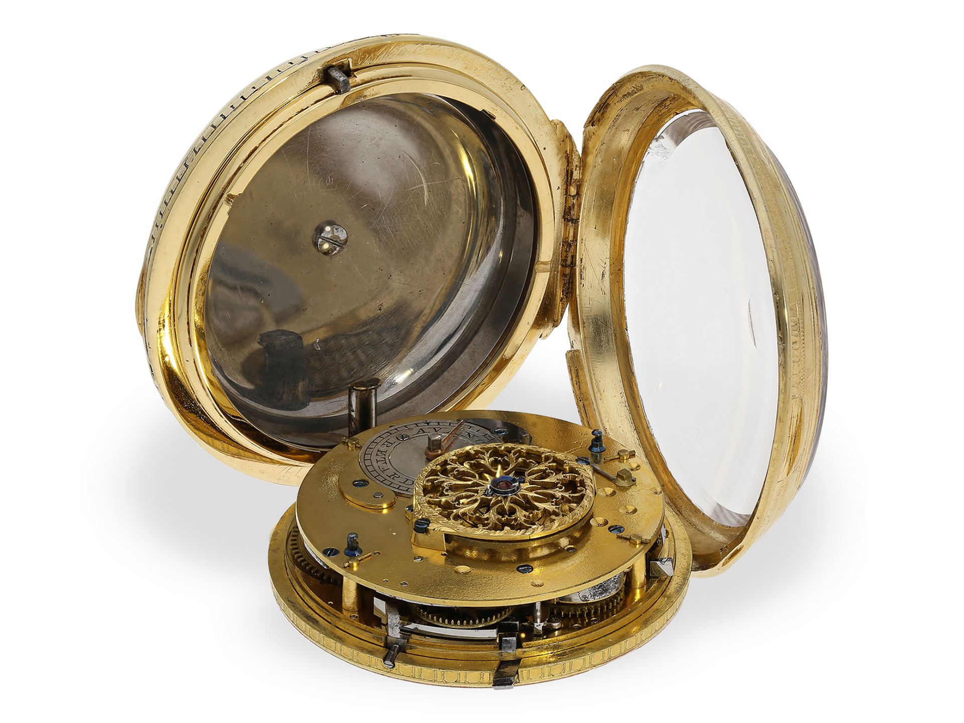 Taschenuhr: besonders schwere und große 18K Taschenuhr mit Schlagwerk auf Glocke, Turbant a Taninge, - Bild 3 aus 4