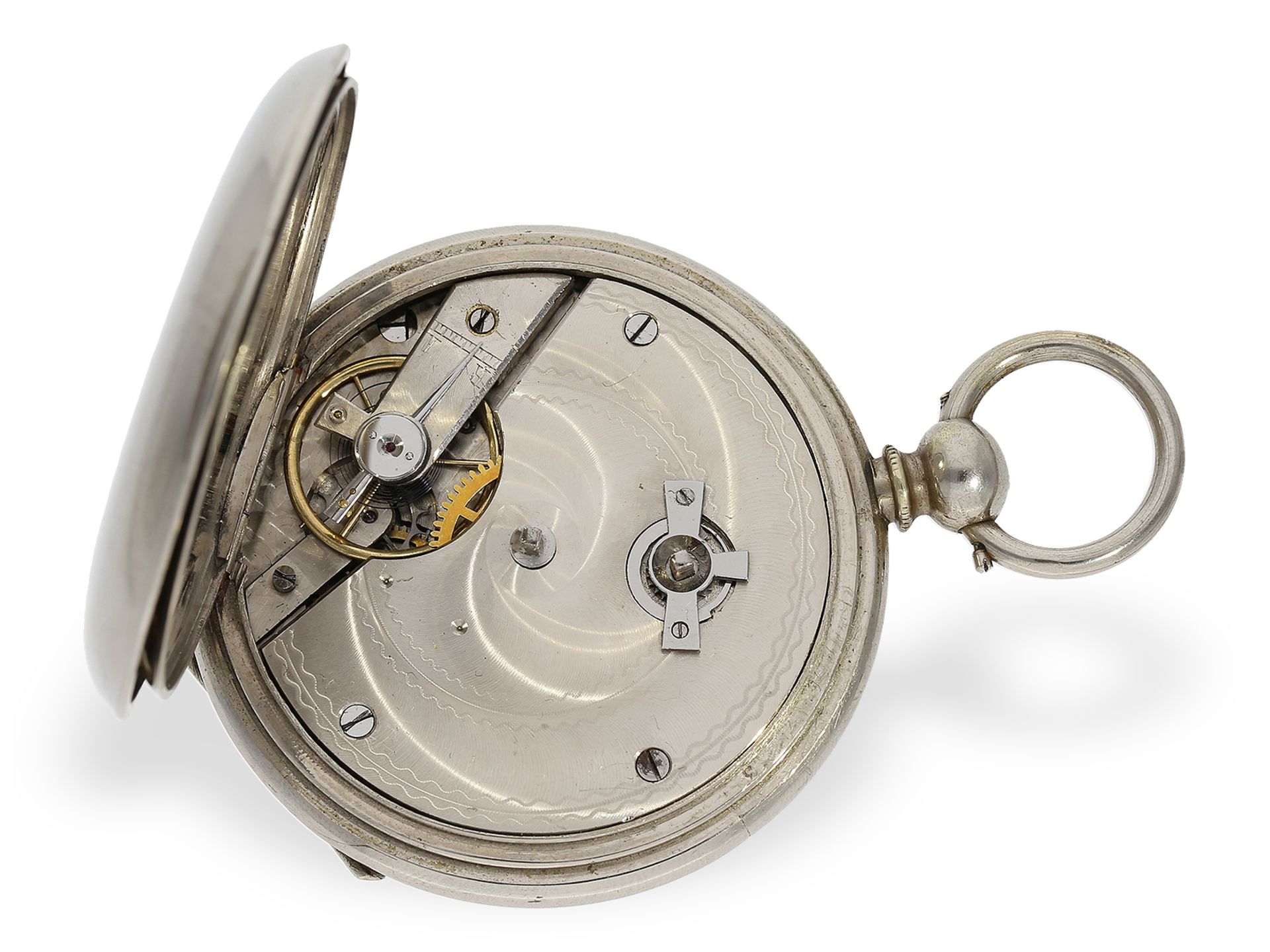 Extrem seltene Taschenuhr mit Dezimalzeit "Decimale Metrique", bez. "Moll Ingenieur Bienne", ca.1850 - Bild 2 aus 5