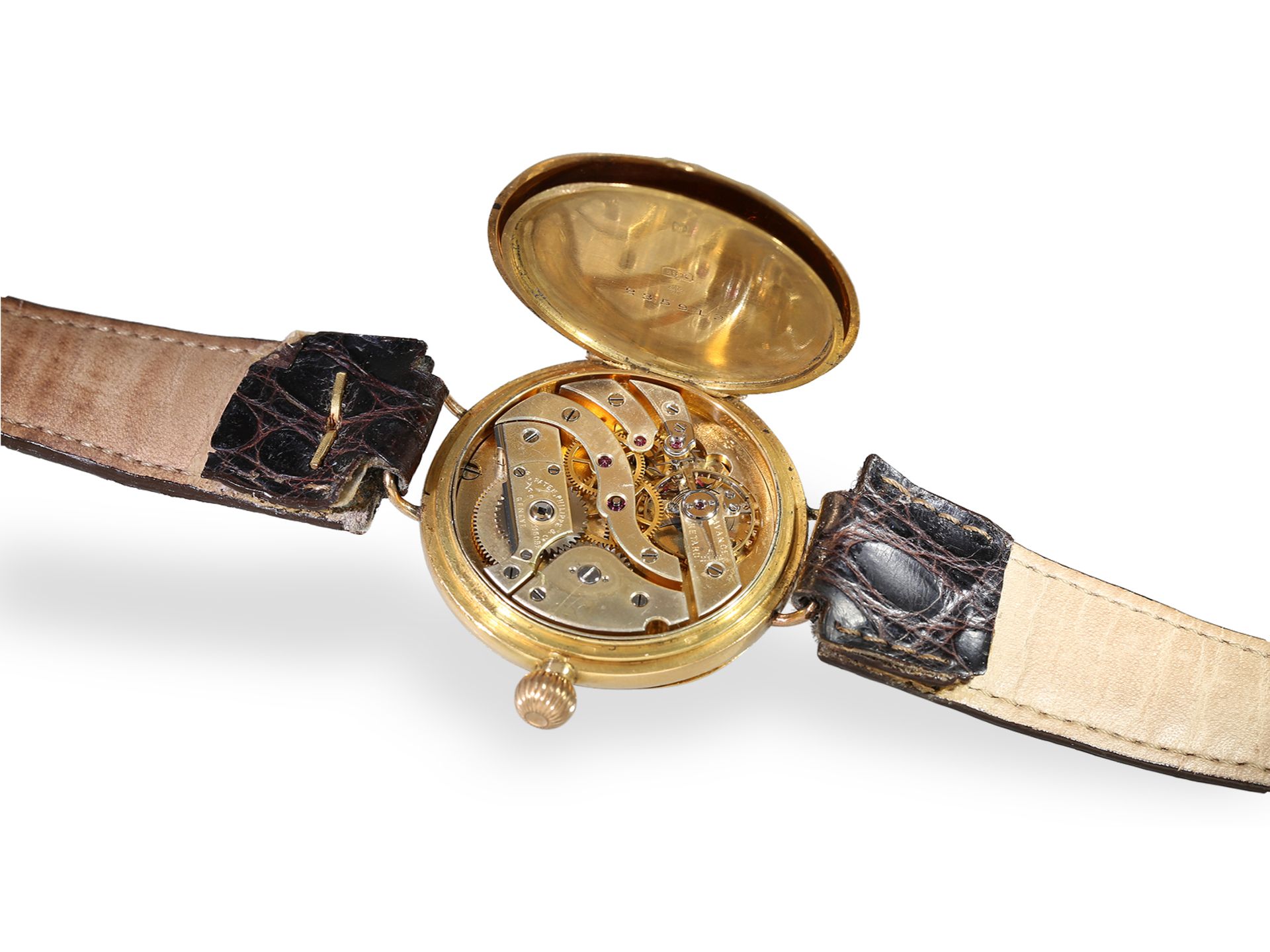 Außergewöhnliche, extrem frühe Patek Philippe Armbanduhr mit Originalzertifikat, Genf ca.1902 - Bild 4 aus 8