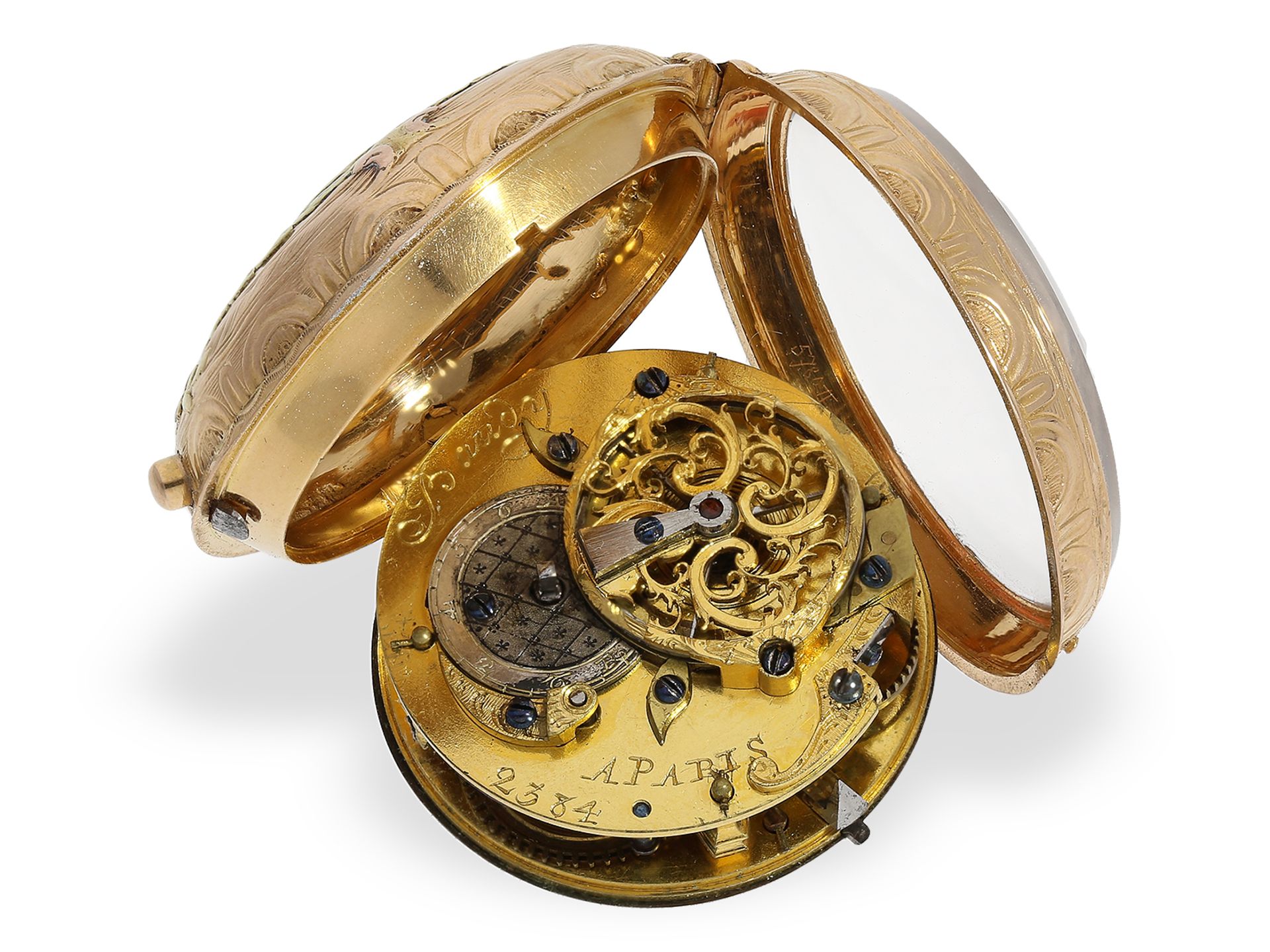 Magnificent 4-colour verge watch, Baudy Paris No.2334, ca. 1760 - Image 2 of 4